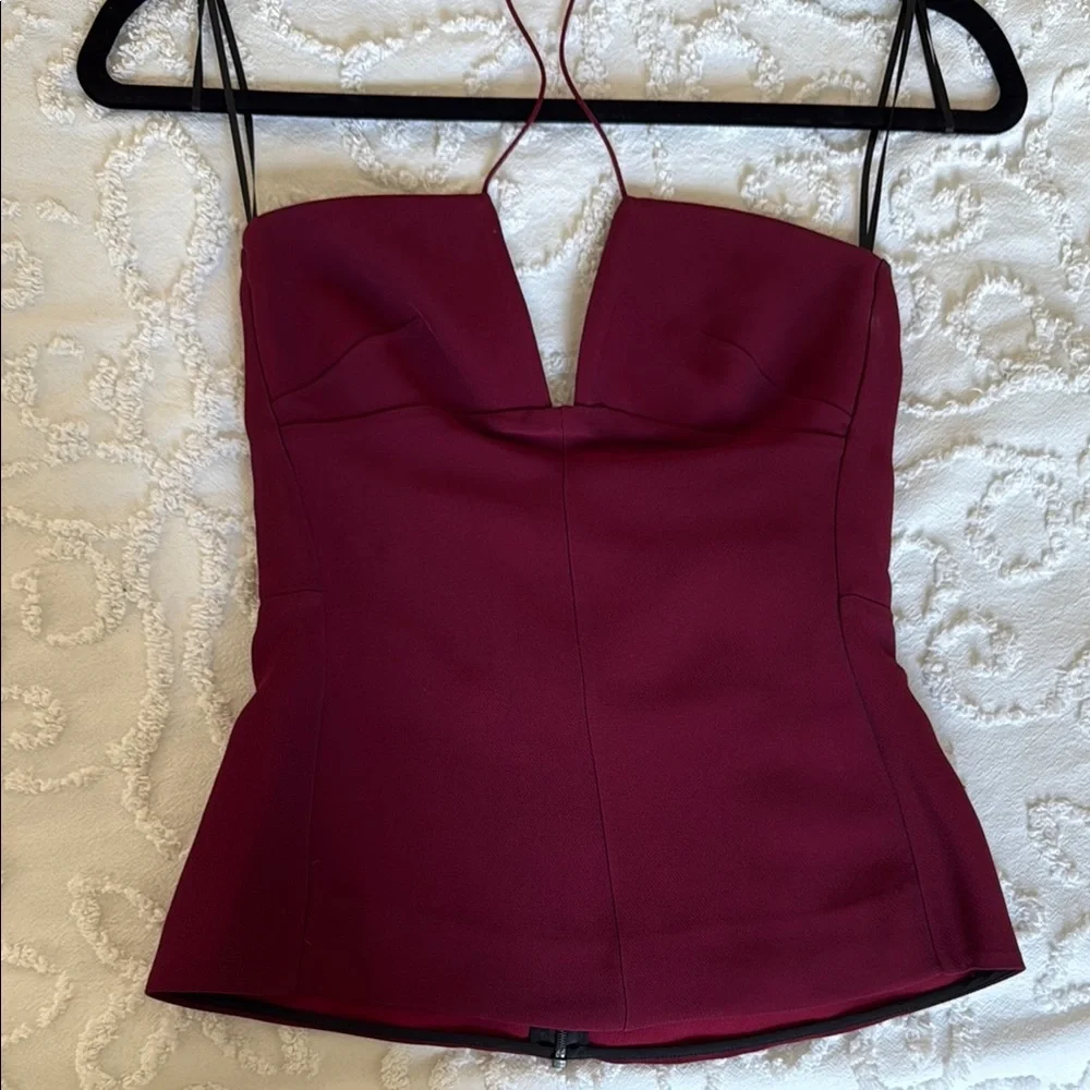 Red Sleeveless Bustier Peplum Camisole - Picture 2 of 5